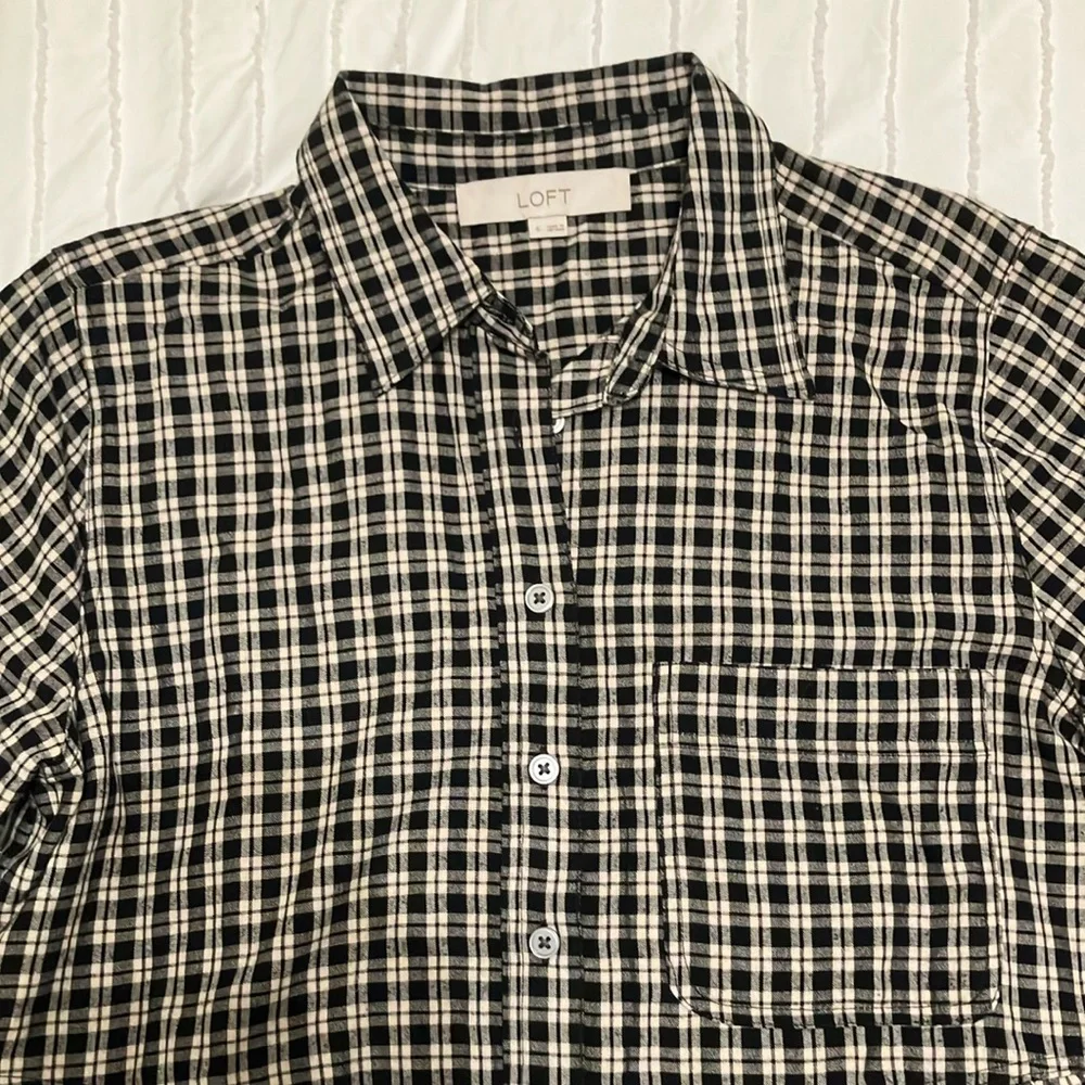 Black and White Plaid Button-Down Dress - Picture 2 of 2
